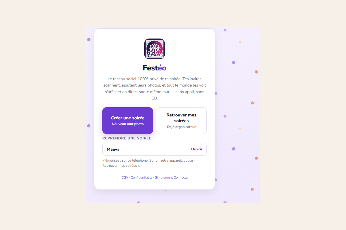 Page d'accueil de Festéo
