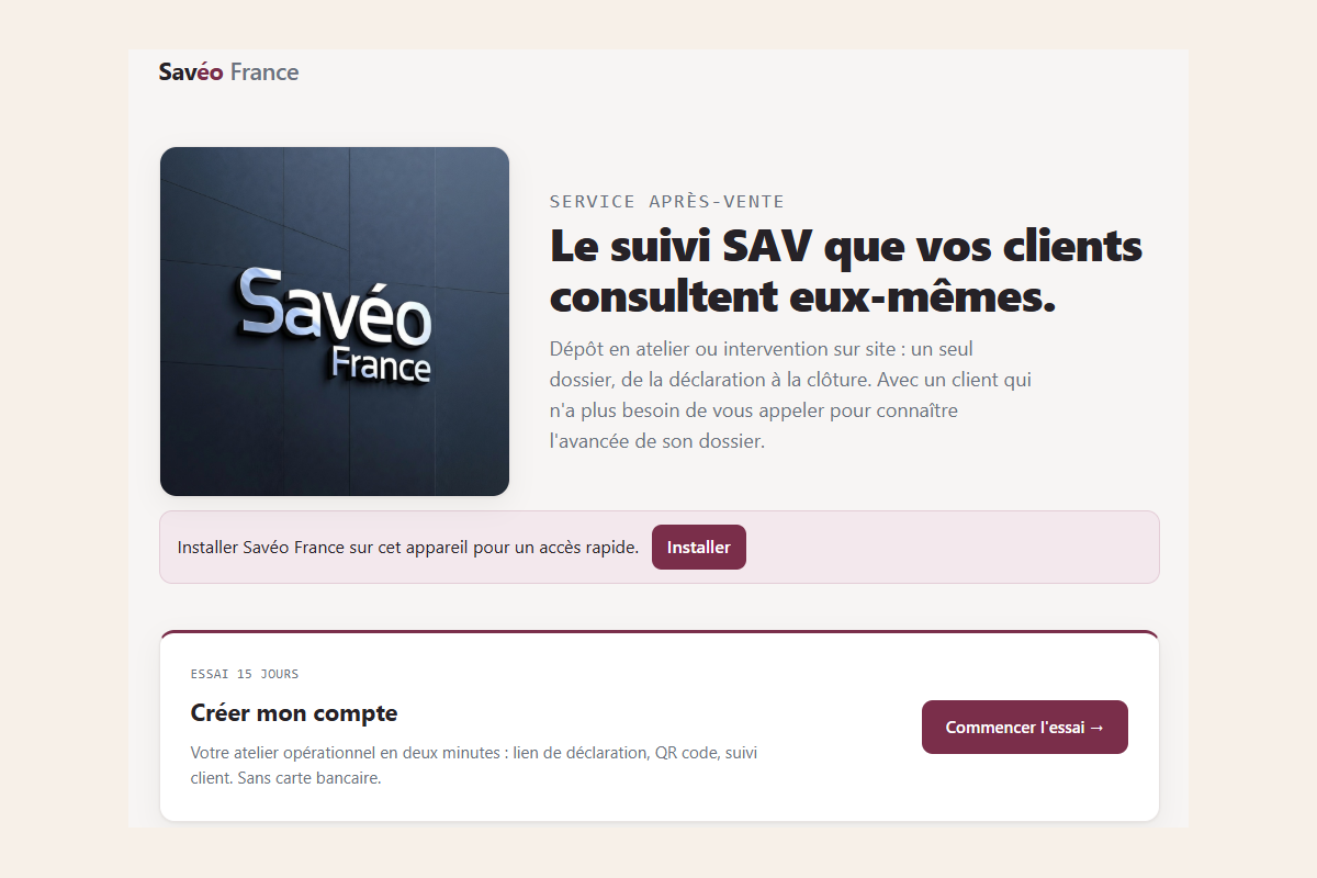Page d'accueil de Savéo France